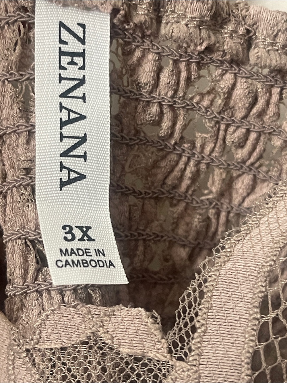 Zenana Lace Bralette in Chai Tea (Tan) Size 3X NWOT - Picture 4 of 6